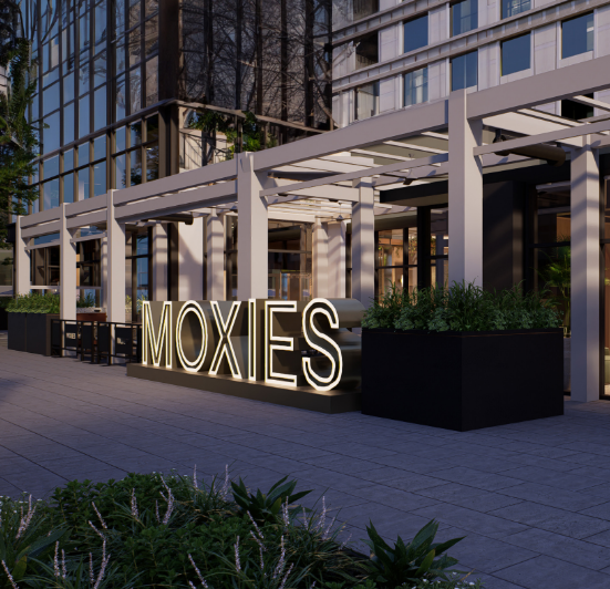 exterior of moxies restaurant in washington dc